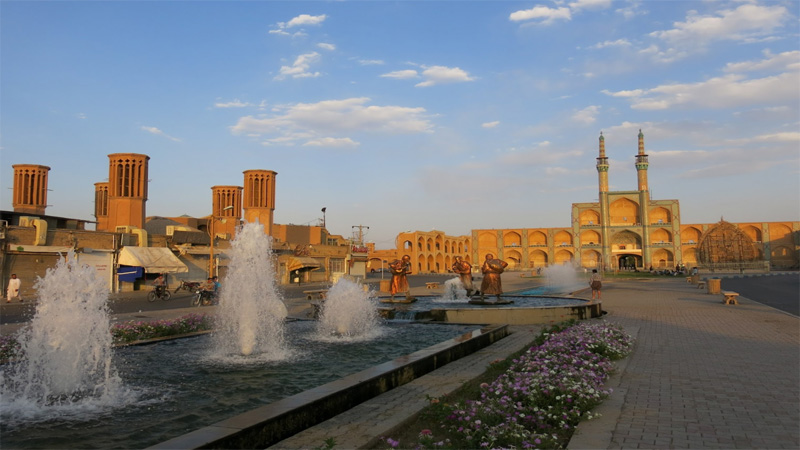 amir chakhmagh in center of city in spring at sunny day in yazd